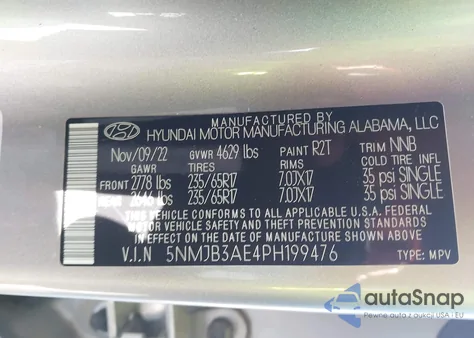 2023 Hyundai Tucson Sel from USA, damaged, VIN 5NMJB3AE4PH199476